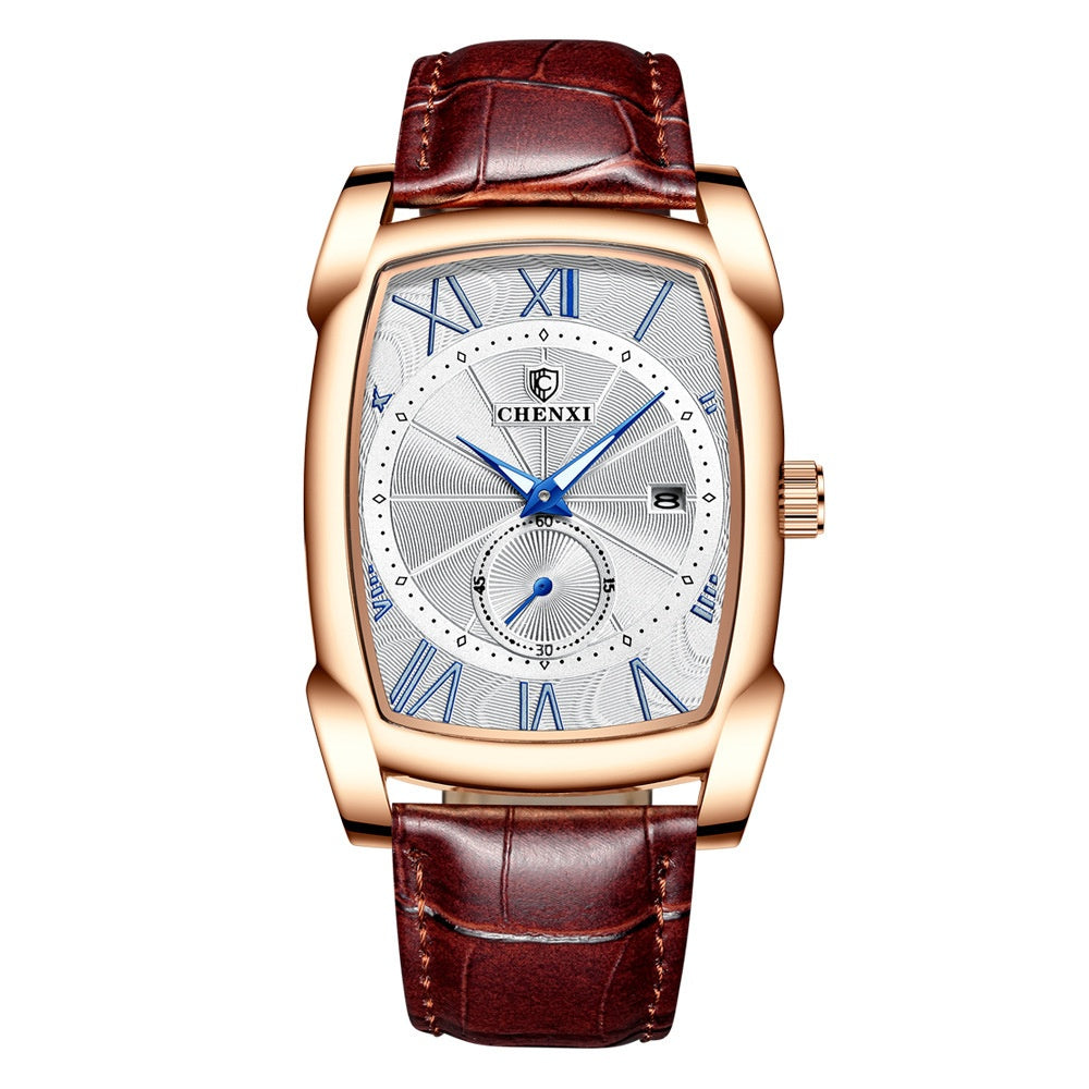 Carré hommes calendrier lumineux Mode Quartz montre