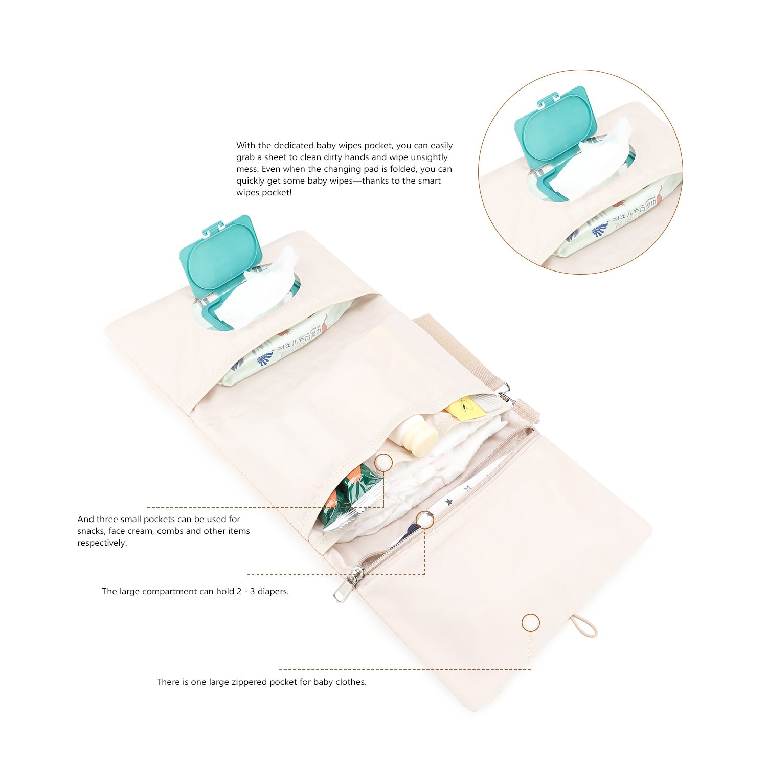 Sac de rangement pliable pour maman et bébé