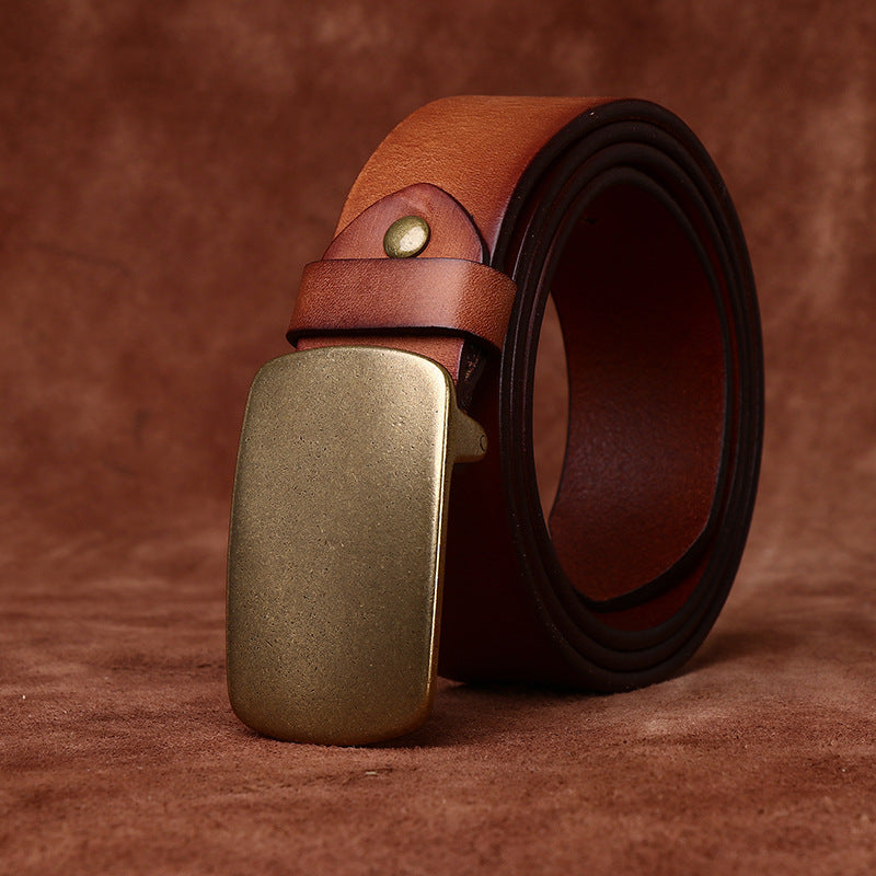 Ceinture de smooth Buckle Retro de la couche supérieure large