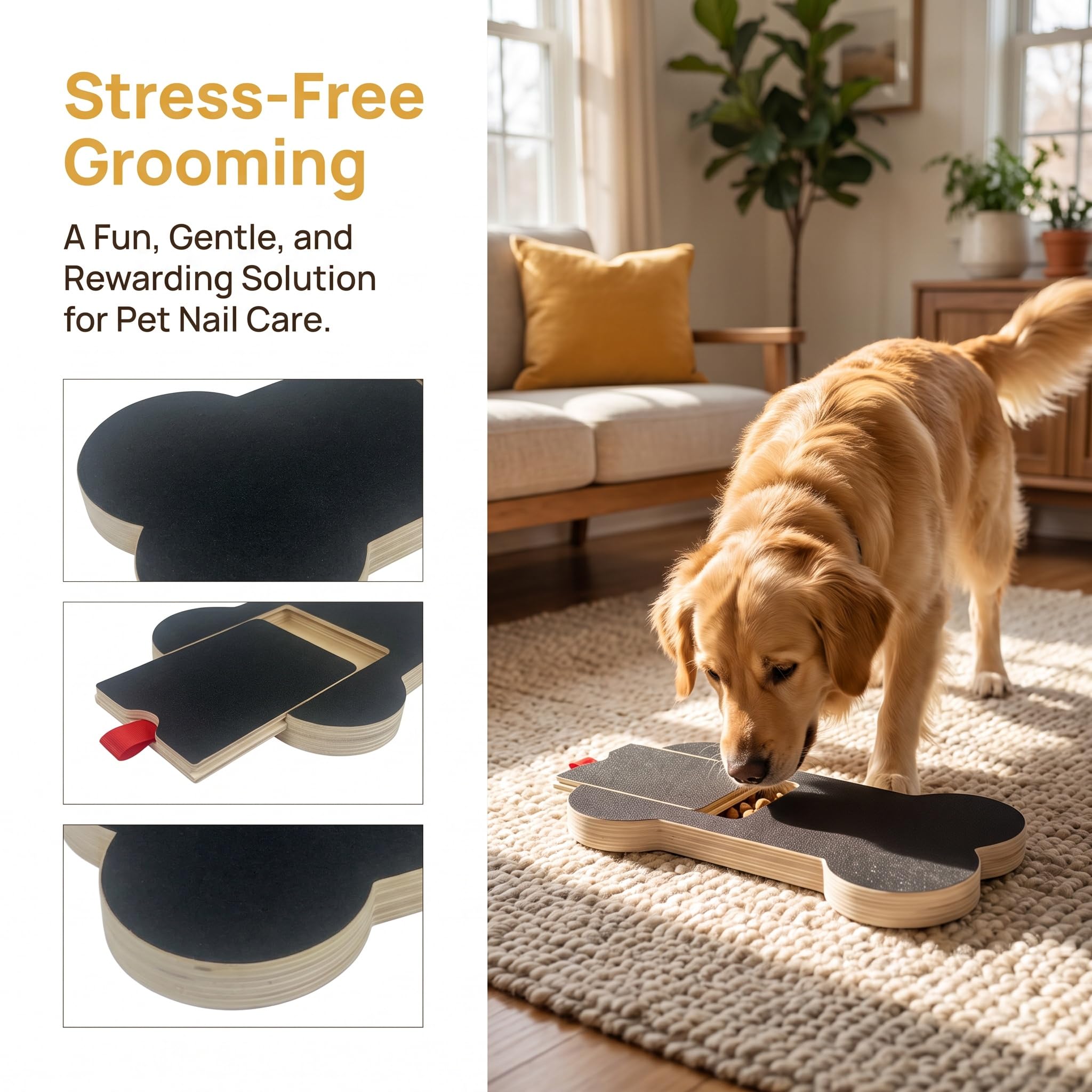 Dog Nail Scratch Board Scratcher Treat Dispenser Non-Slip Nail File Board Dog Nail Scratch