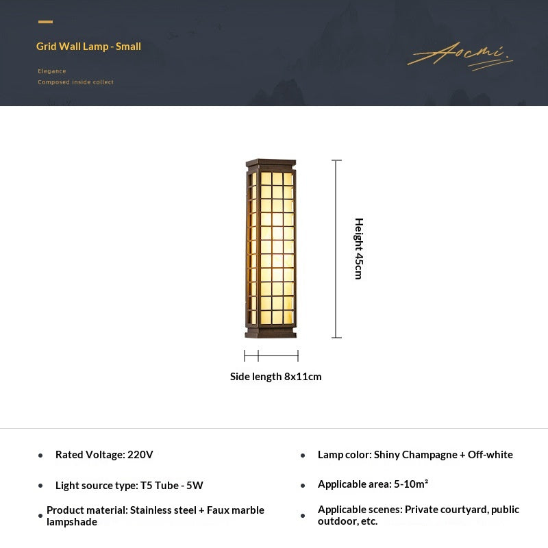Lampe à patio imperméable à l'eau de style zen chinois à l'extérieur de Cloud Stone pour usage domestique