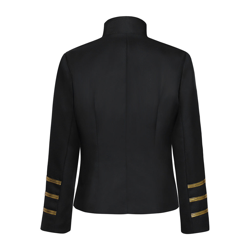 European and American Medieval Court-style Golden Double-breasted Vintage Coat avec un Stan