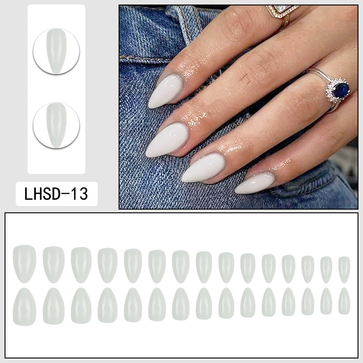 Femmes Glossy Portable Nails artificiels de couleur solide