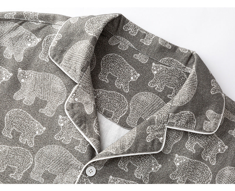 Polar Ours imprimé chaud brossé Flannel Pure Cotton Couple Maison Porter la combinaison