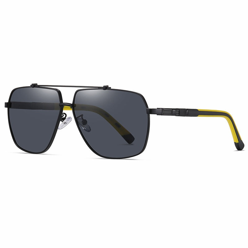 Lunettes de soleil Retro Mens avec un cadre carré à deux tons
