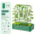 2-en-1 Lit de jardin surélevé avec Trellis - Boîte de 59" pour plantes d'escalade