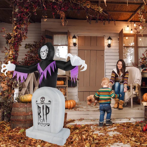 Jardin 8ft 3pcs LED String lumières Grim Reaper et Grave Décoration d'Halloween gonflable