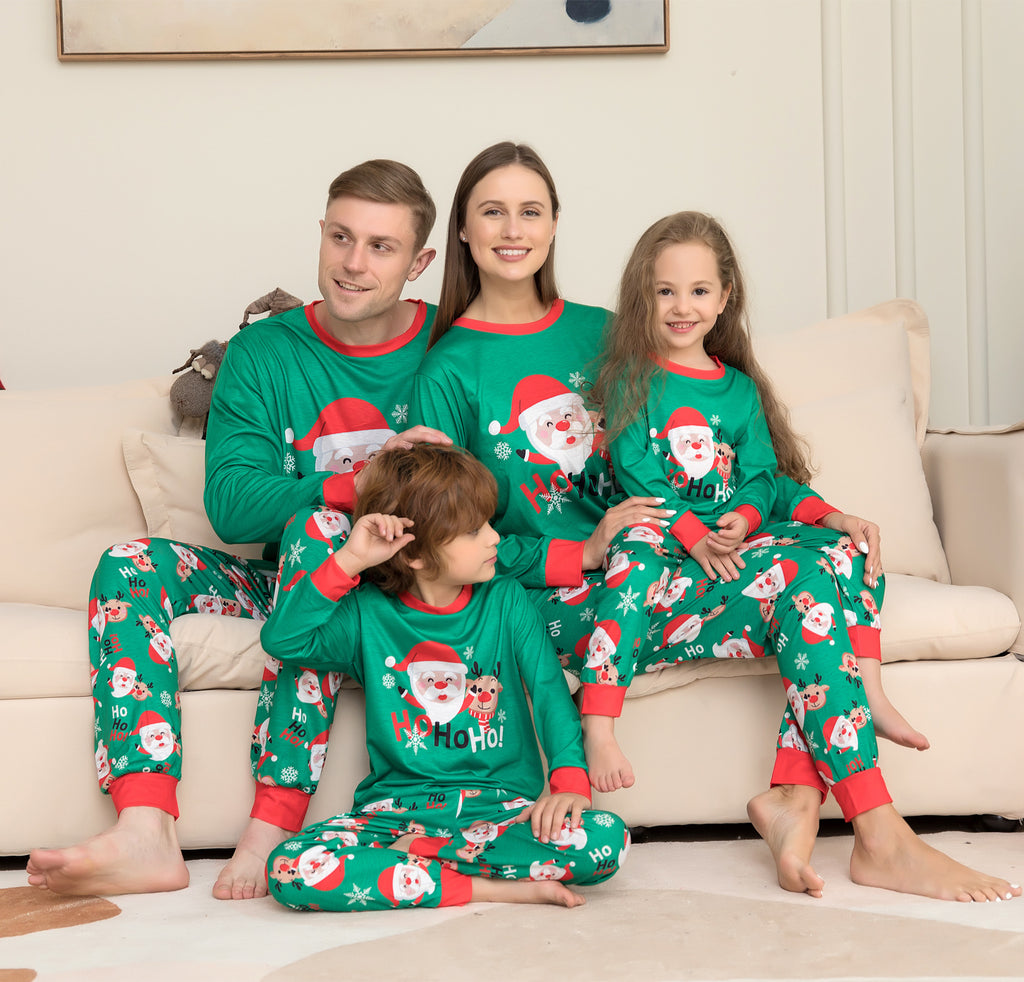Pyjama de Noël pour la famille Matching Family Christmas PJs Sets Santa Claus Printed Top Sl