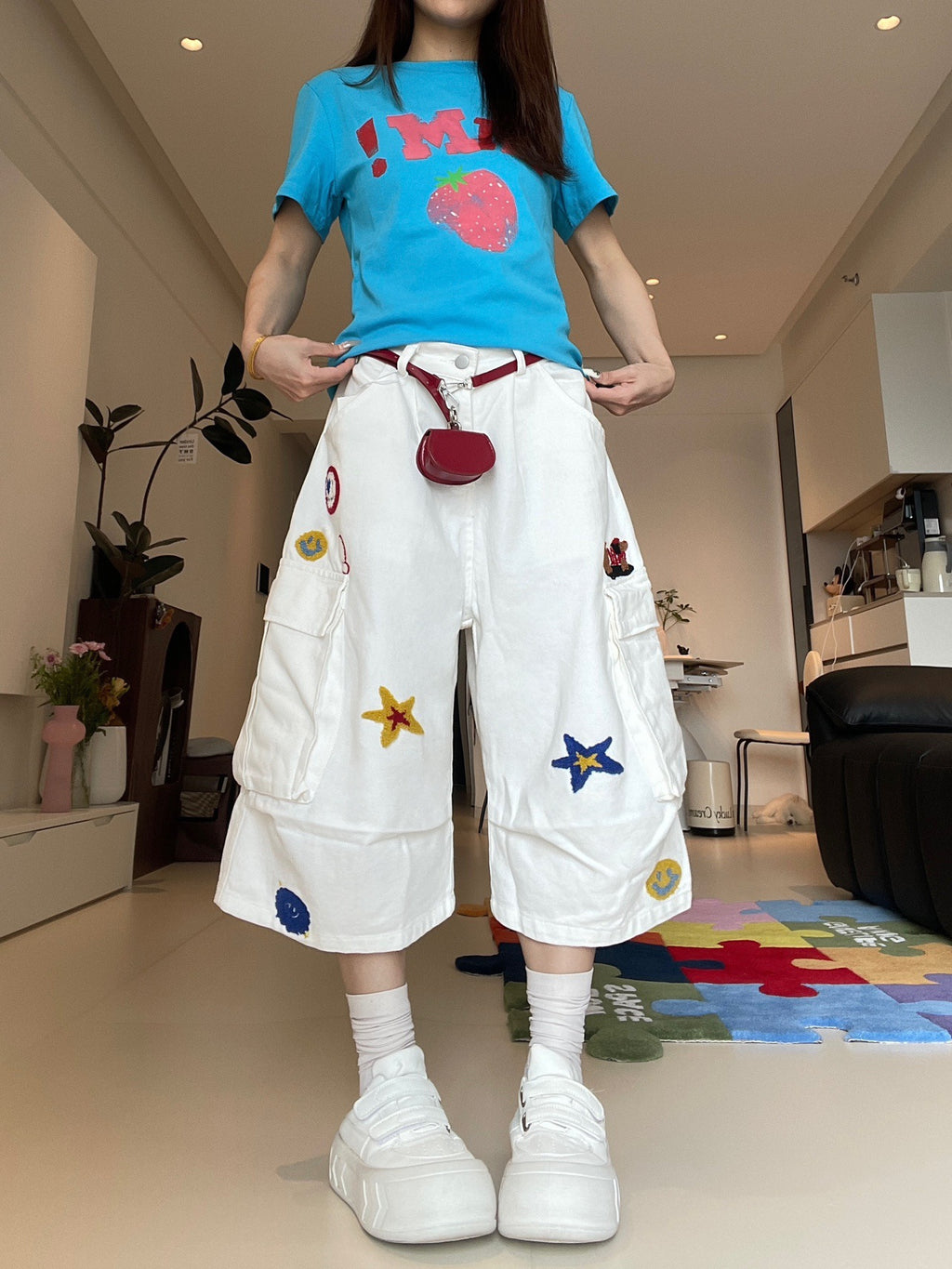 Pantalons pour femmes style américain Vintage Capri