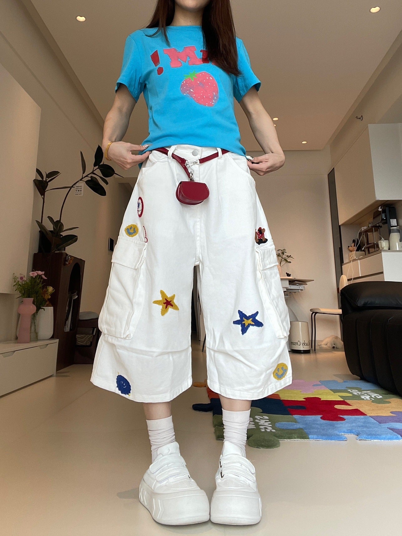 Pantalons pour femmes style américain Vintage Capri