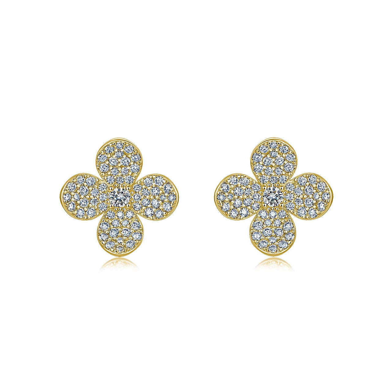 S925 Boucles d'oreilles Sterling Silver Pave Clover