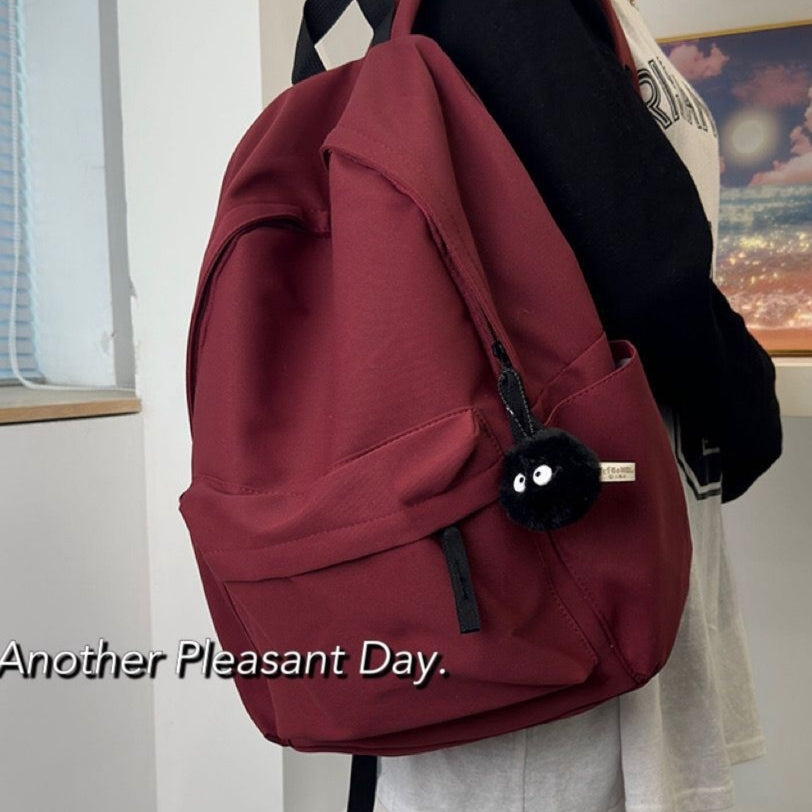 Femmes Moyen école étudiant Grande capacité Simple Sac à dos en couleur solide