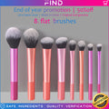 Brosse de maquillage à manches longues 8 pièces Multicolore Ultra-soft