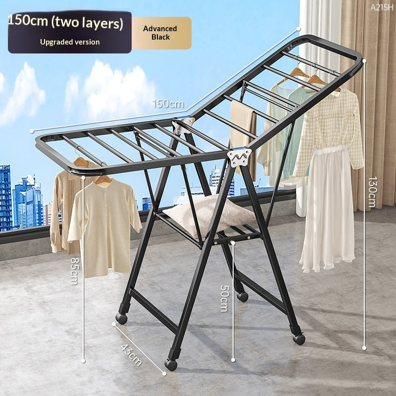 1.5-mètre Premium Noir - Séchage d'air à trois couchesRack de pliage Balcon domestique Mov