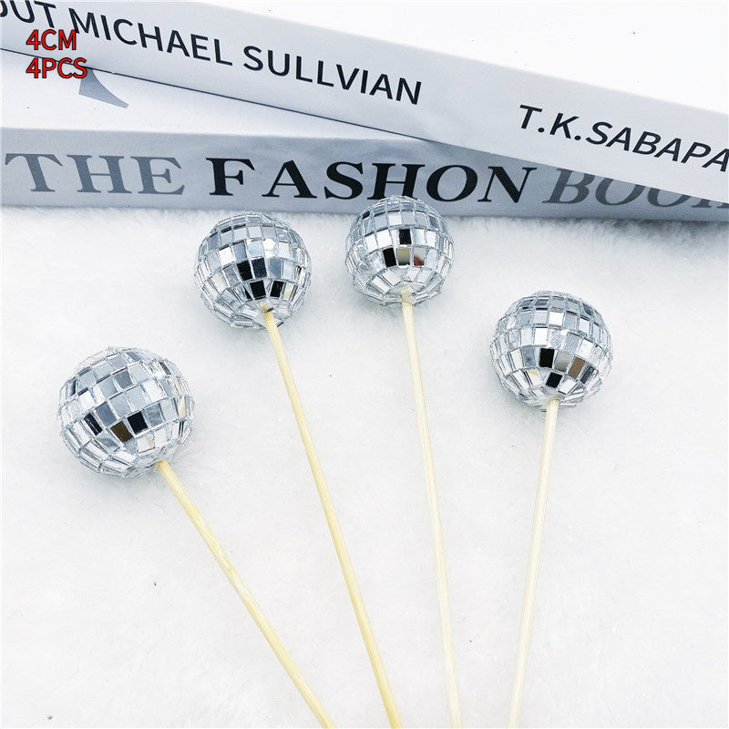 Disco Ball Cake Décoration avec bâton en bois
