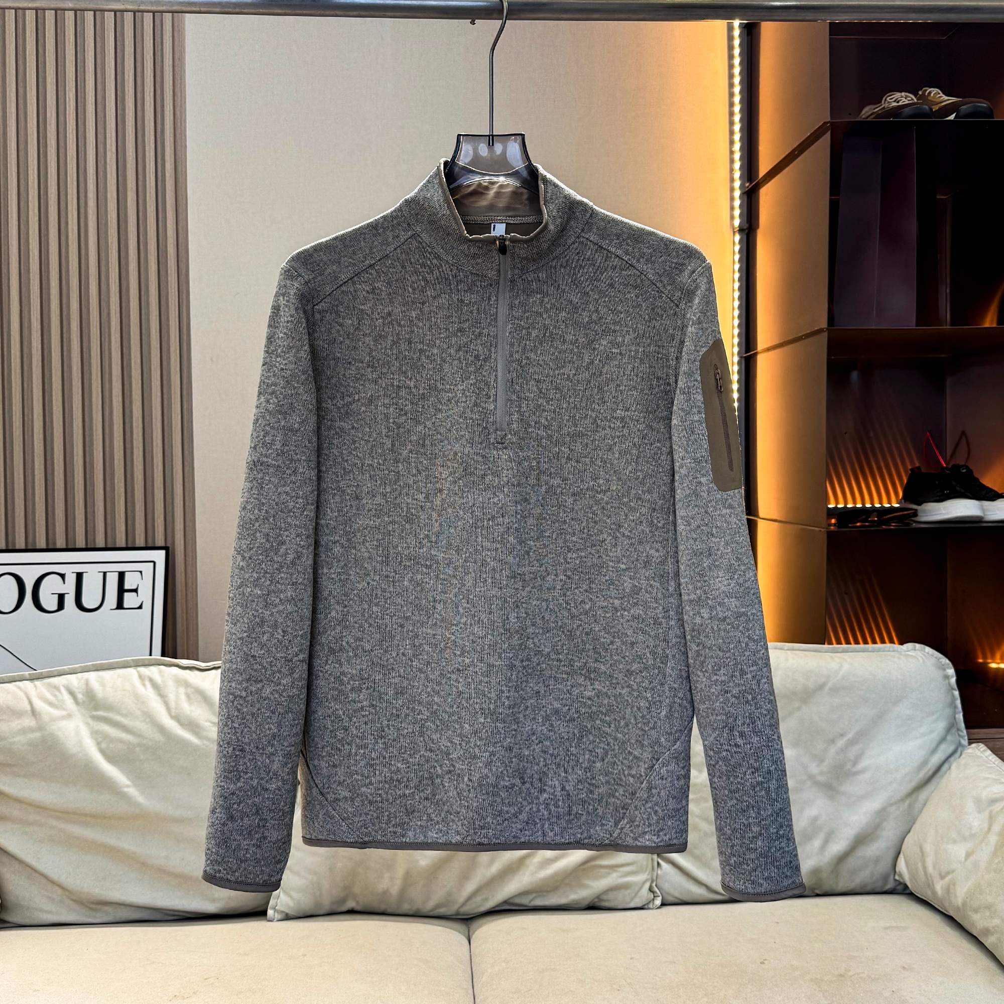 Men Quarter Zip Knit Fleece Pullover