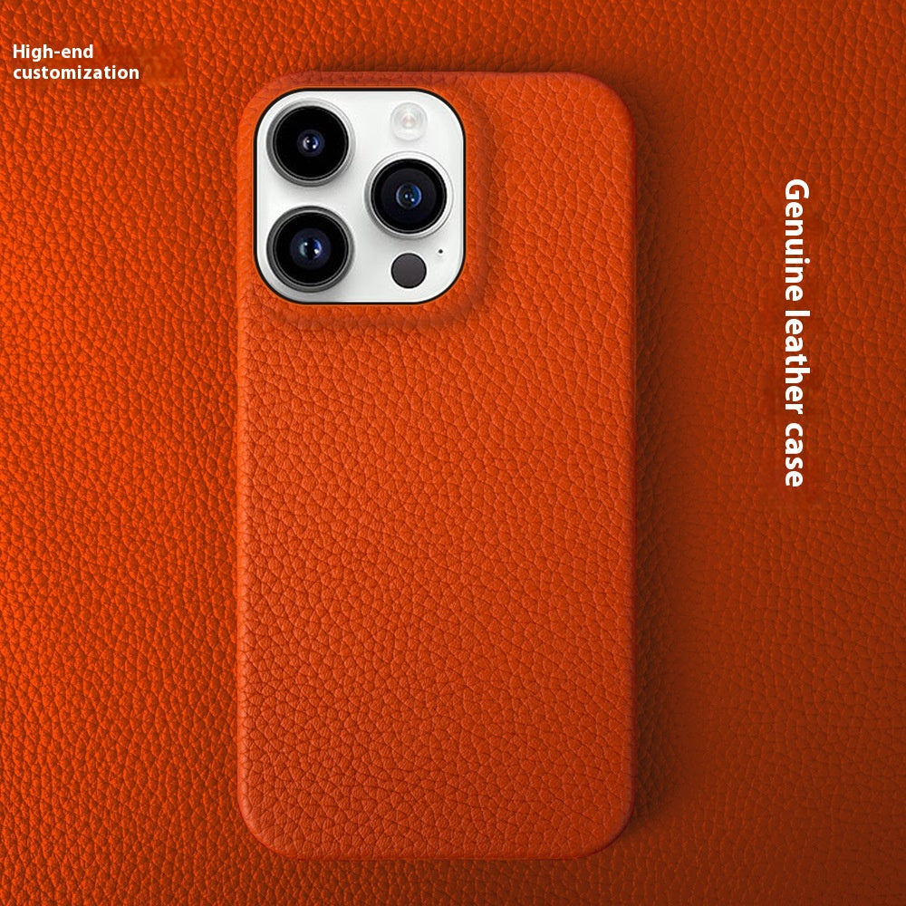 Simple Solid couleur cuir demi-paquet de téléphone Case