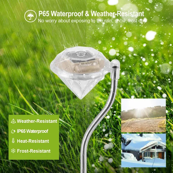 4Pcs Solar Garden Light Outdoor Diamond LED Light IP65 Lampe décorative étanche