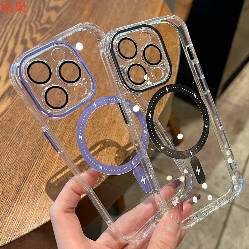 Lentille magnétique transparente verre résistant à la chute Téléphone mobile Protection Shell