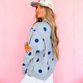 Femmes Relaxed-fit Casual Polka-dot Imprimé Mock-neck Sweatshirt