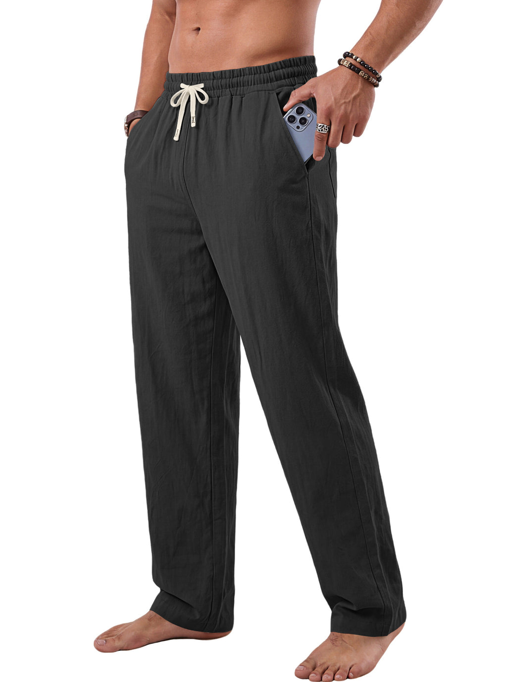 Pantalons en coton lavés, de style américain pour hommes