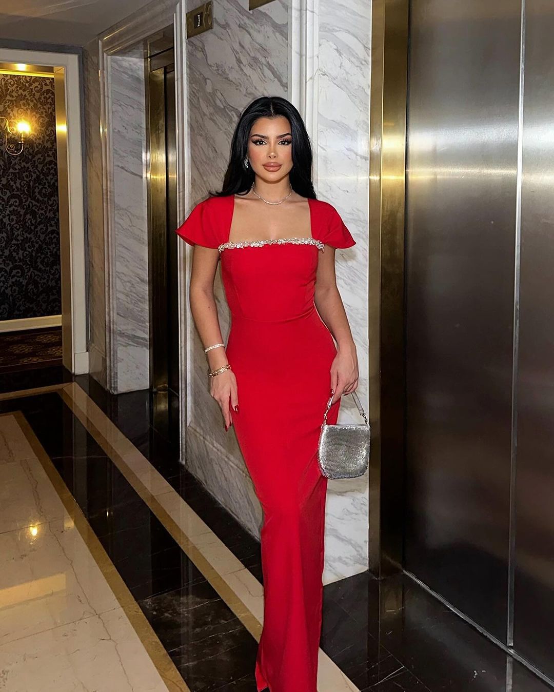 Robe de soirée en diamant couleur solide