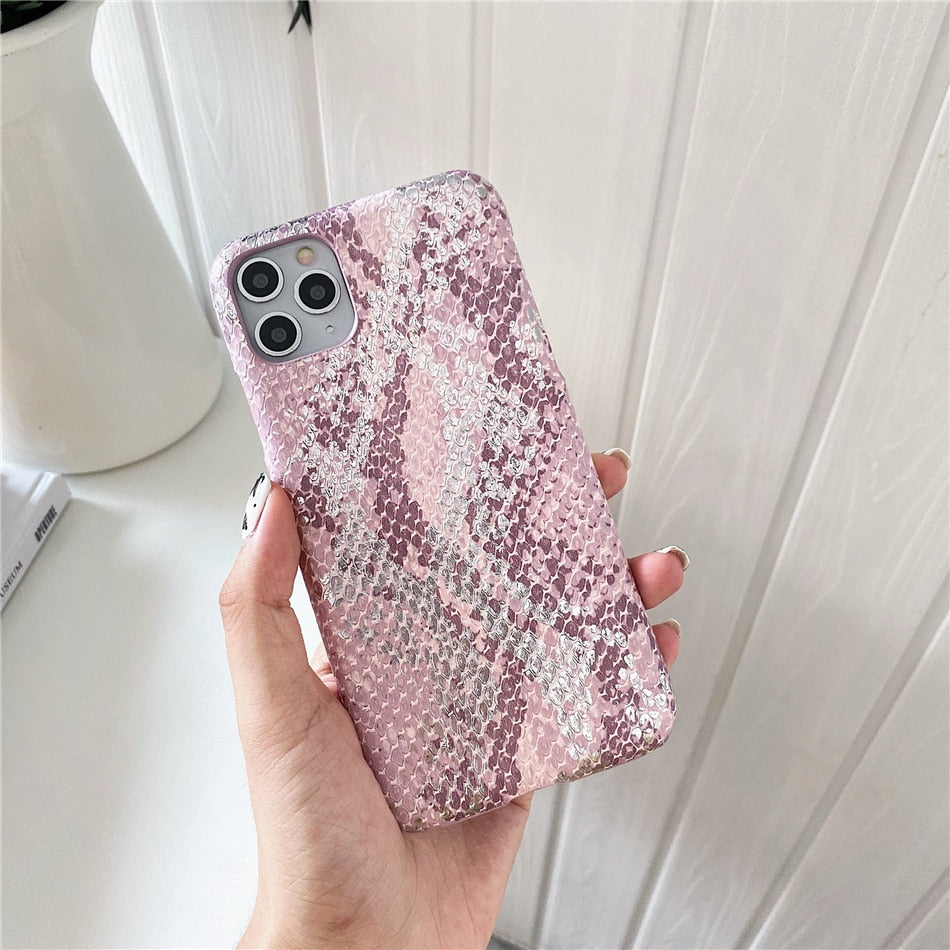 Fille rose peau dorée serpent modèle cas téléphone
