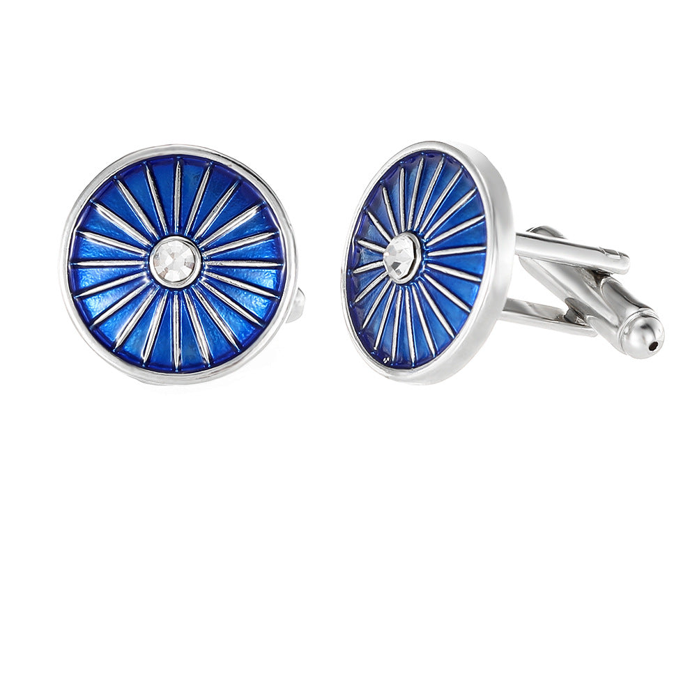 Round Line Blue Dripping Cufflinks Accessoires Chemises Français Homme