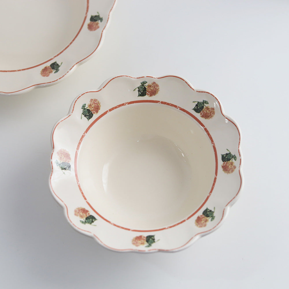 Retro American Pastoral Style Rose Edge Assiette en céramique
