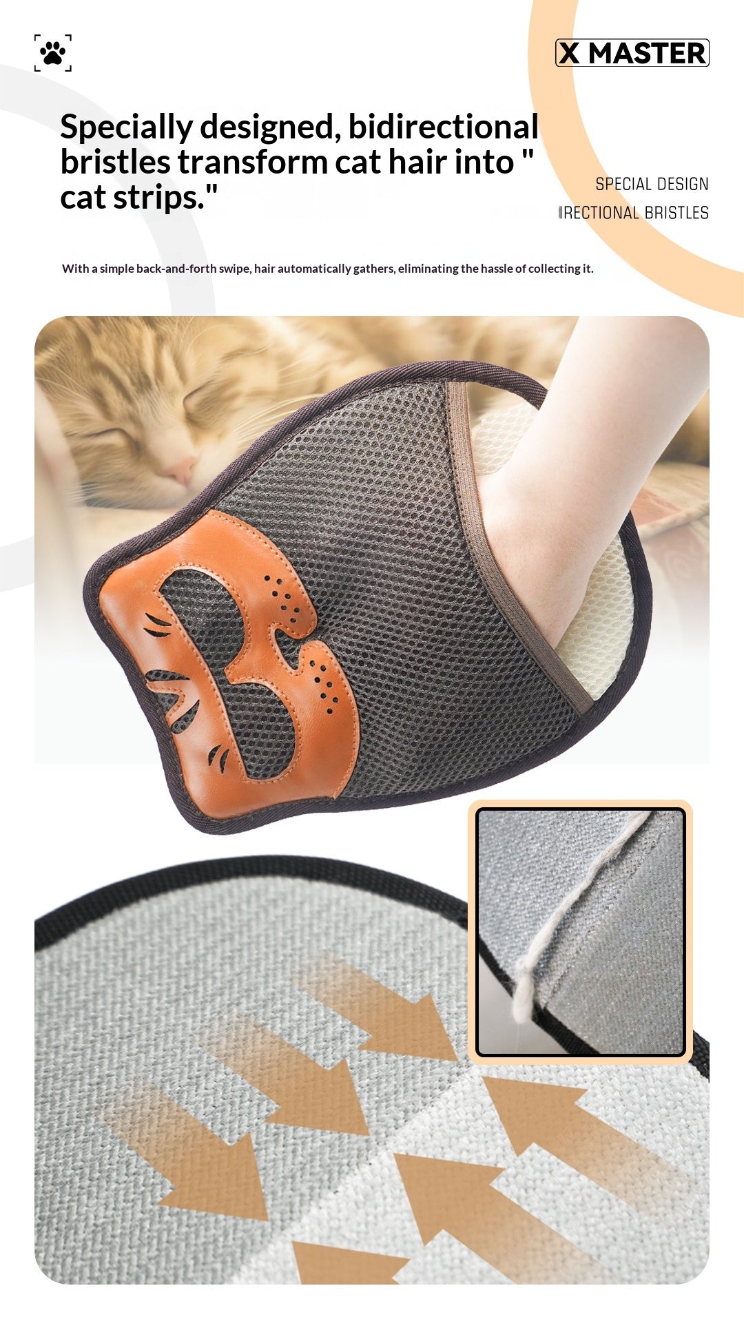 Gants d'enlèvement de cheveux statiques pour animaux de compagnie