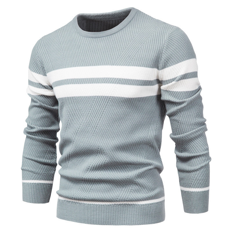 En stock L'automne et l'hiver hommes occasionnels rayés hommes Pullover couleur correspondant Roun
