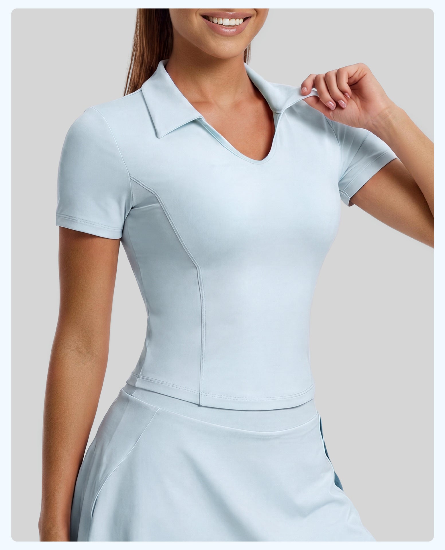 T-Shirt à manches courtes Polo couleur solide pour femme