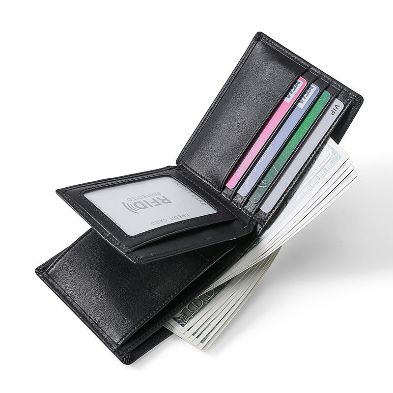 Portefeuille en cuir anti-écrémage RFID multifonctionnel pour hommes