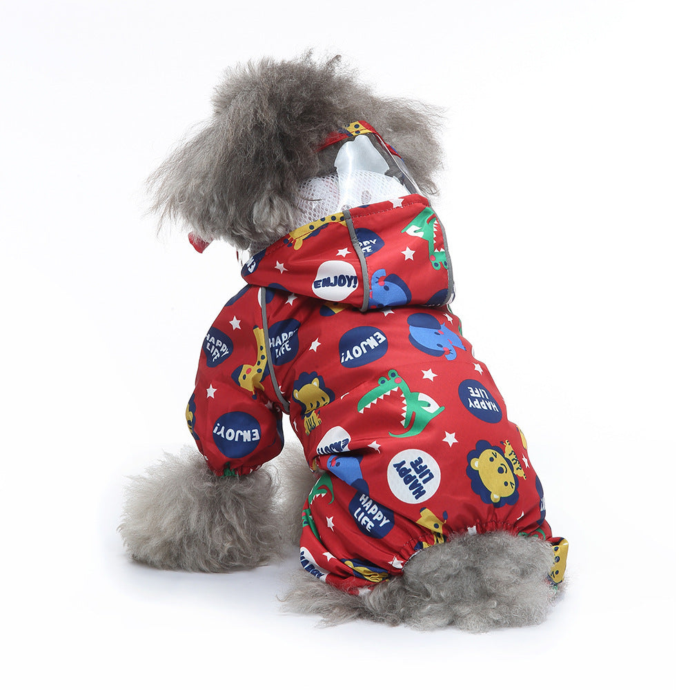 Pet Sound Dog Raincoat à quatre pattes Reflective Raincoat Pattern Dog Four Seasons Universal