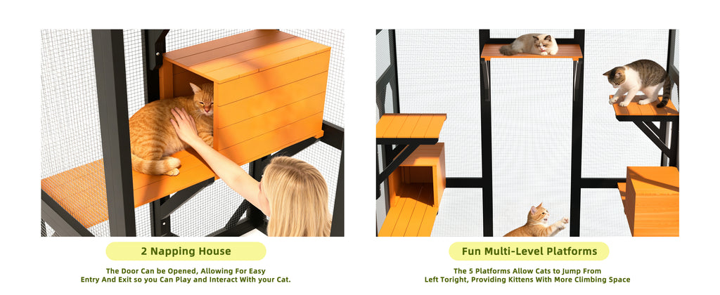 Catio en bois noir de 62.6" pour chats