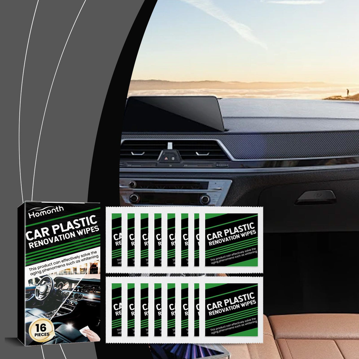HOMONTH Automobile intérieur soins en plastique Wipes