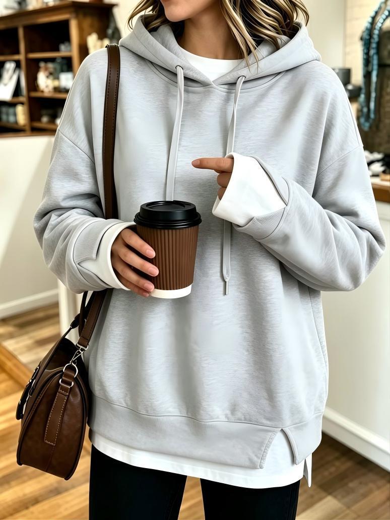 Automne-hiver Femmes Faux Sweat à capuche deux-pièces