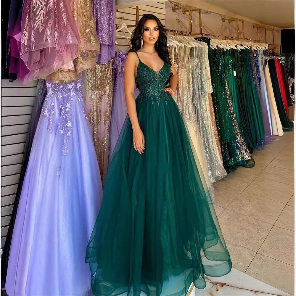 Robe de soirée pour banquet vert foncé