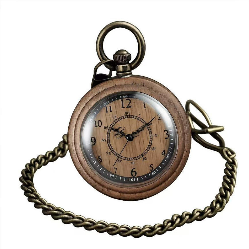 Montre de poche en bois de couleur bleue-verte