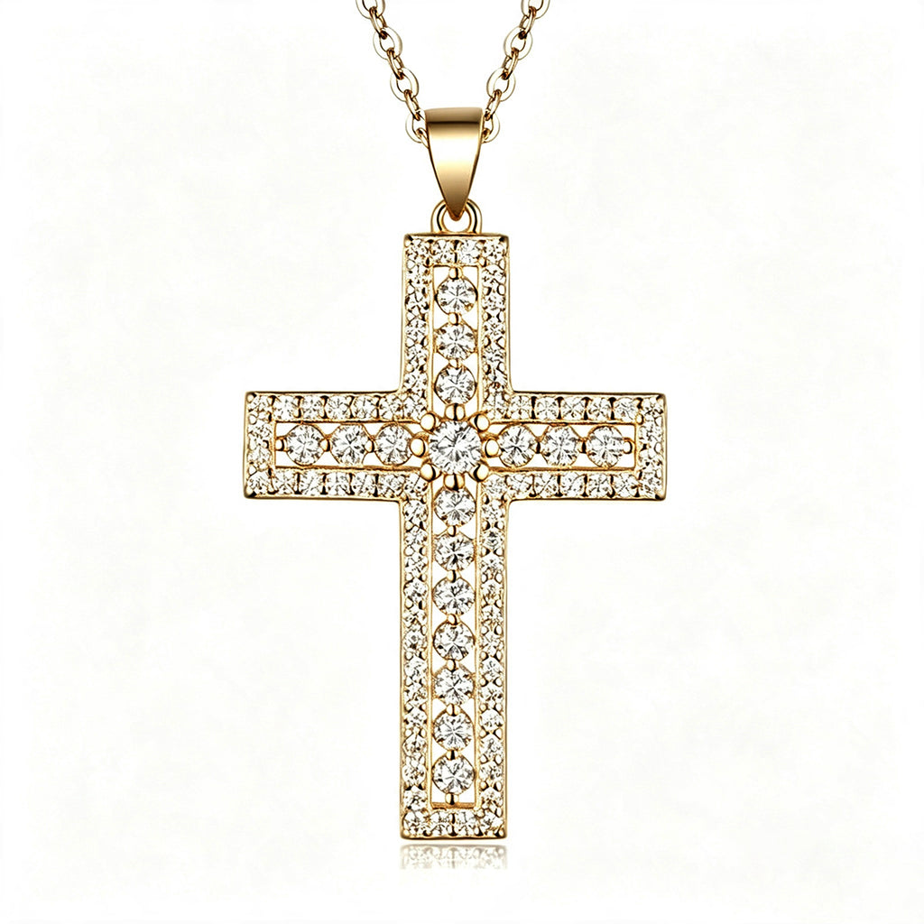 S925 Argent Sterling D Couleur VVS1 Moissanite Pave Collier Cross 45cm Platine plaqué GRA