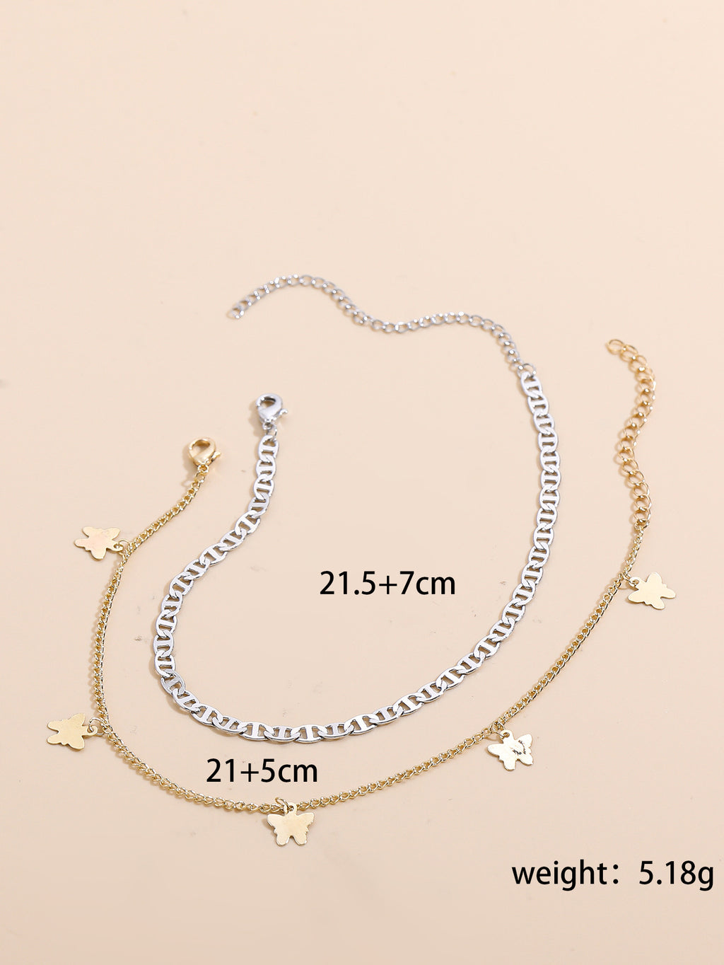 De style bohème Croix et double coeur Multi-couche Anklet