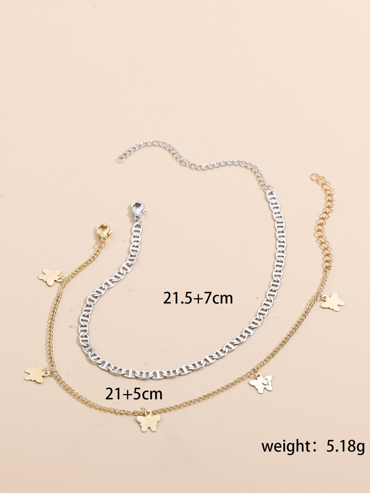 De style bohème Croix et double coeur Multi-couche Anklet