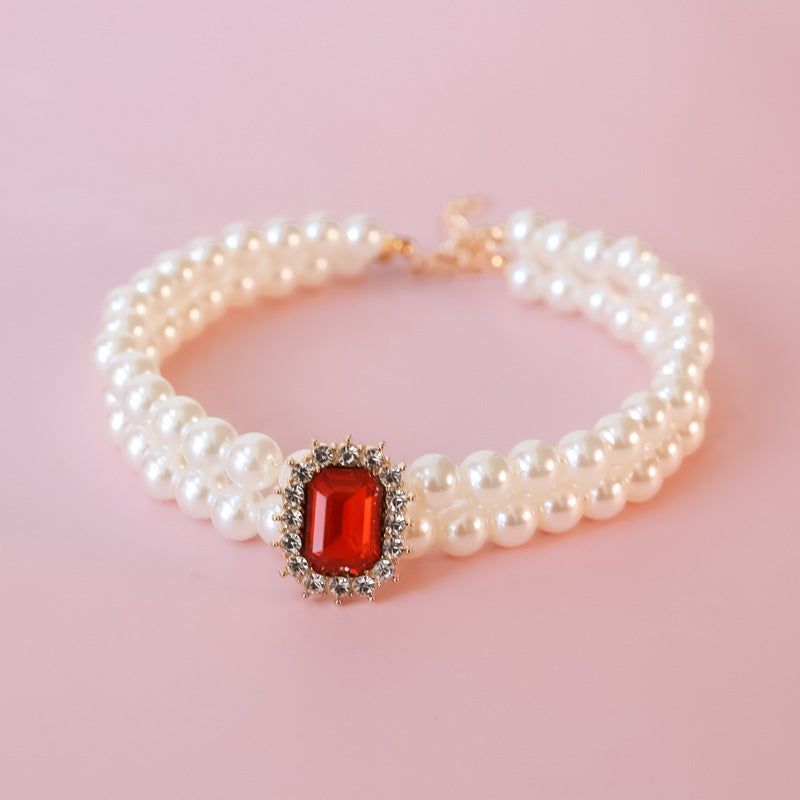 Perle Double brin de strass haut de gamme Lumineux bijoux accessoires pour chiens