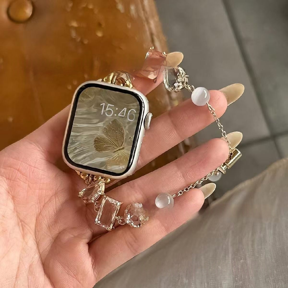 Bracelet de montre à chaîne en pierre gemme