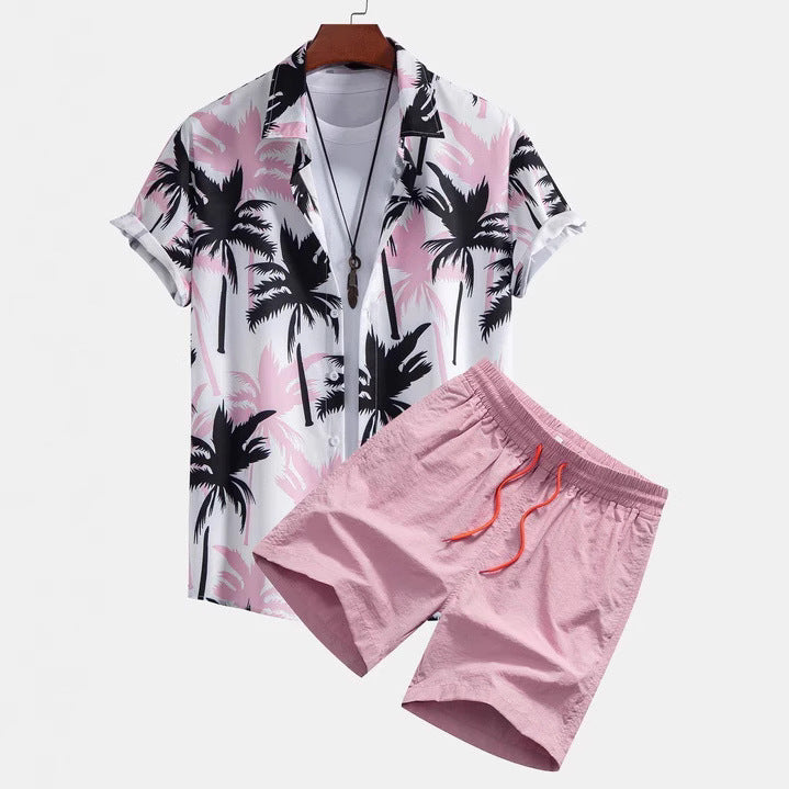 Men's Casual Digital Print Shirt Set