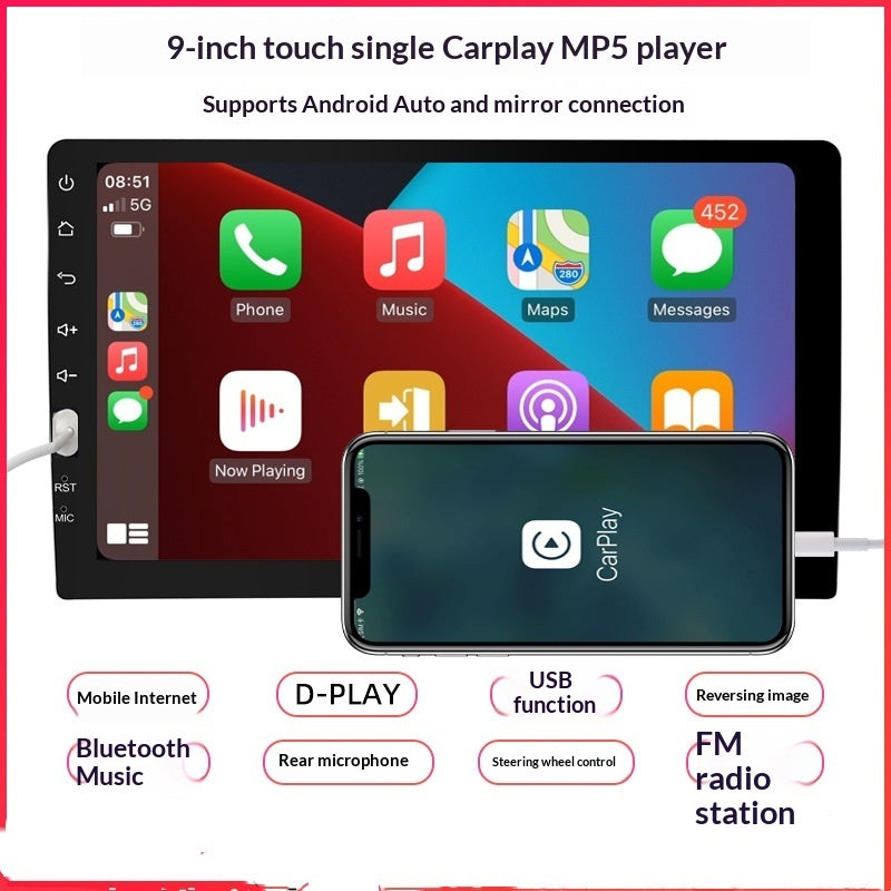 9-inch Single-DIN CarPlay MP5 Player for Cars