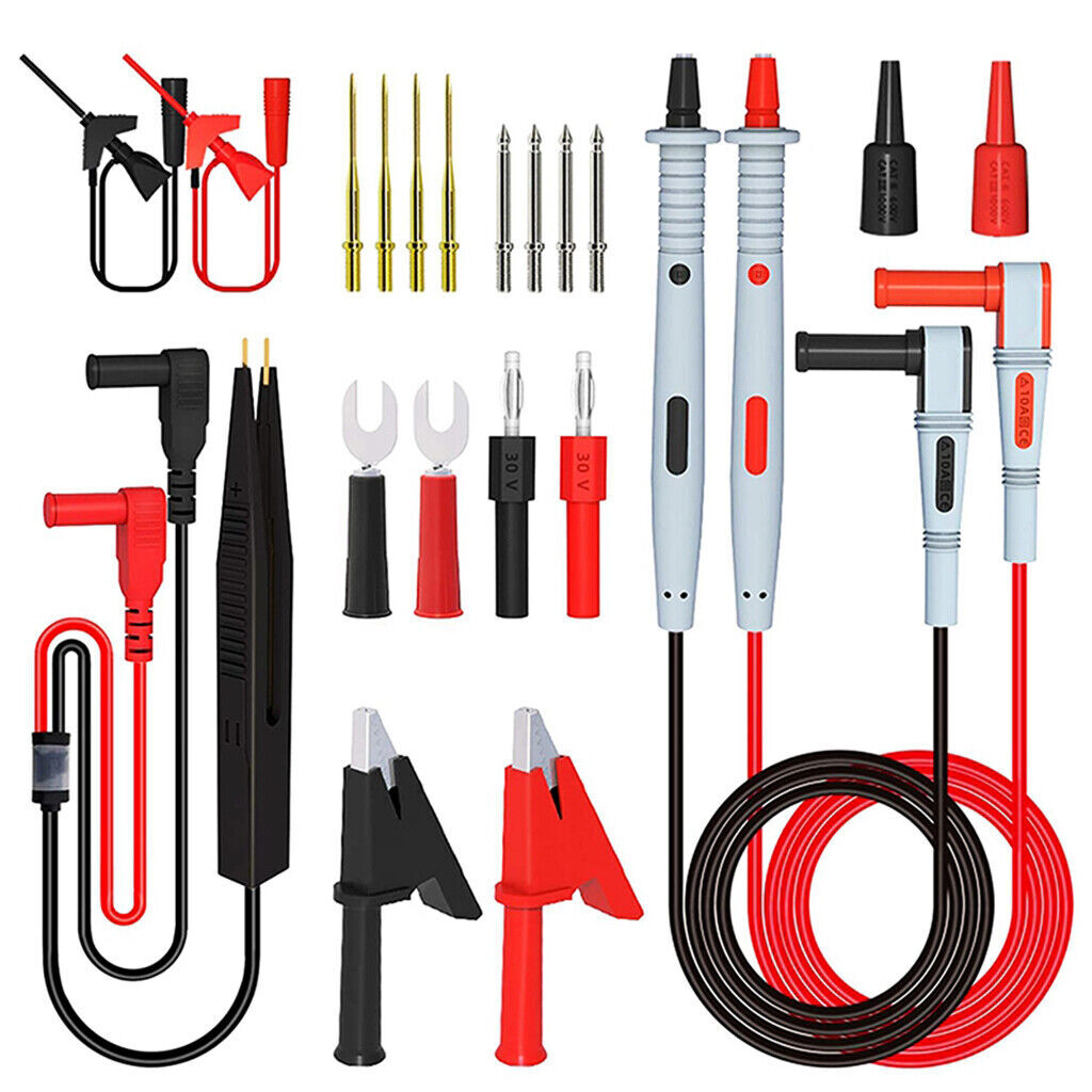 23Pcs Multimeter test leads Kit Silicone Sonbe Clips Alligator Banana Plug Tool