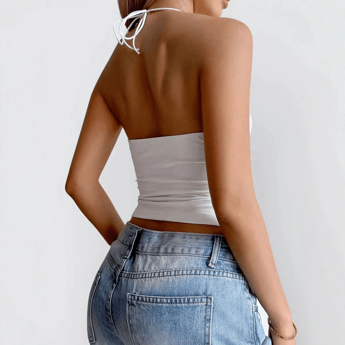 Femmes Y2K Sexy Dentelle Patchwork Backless Tank Top