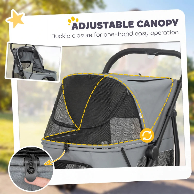 3-wheel Pet Stroller with Easy Click Quick Fold