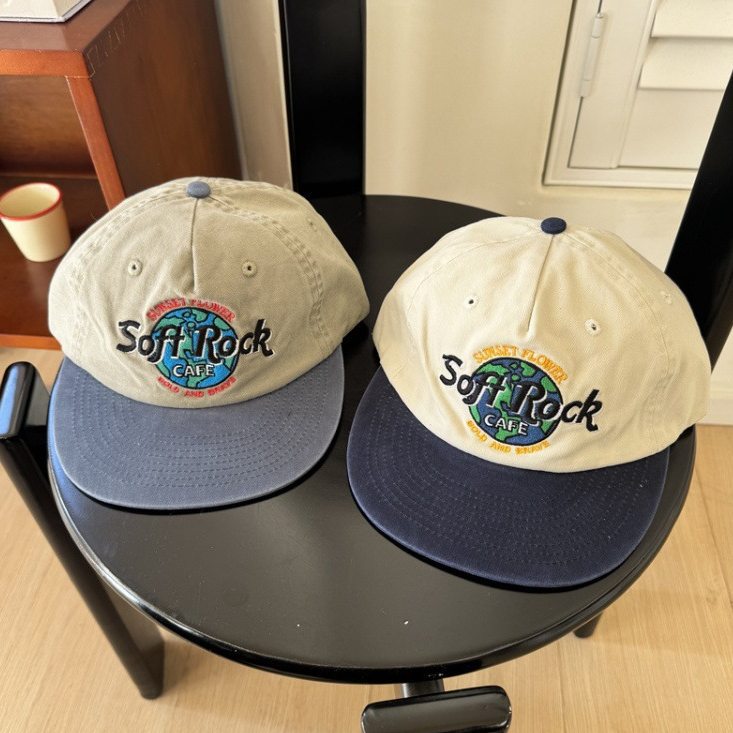 Broderie décontraction rétro Bloc de couleur Casquette de baseball à bord plat